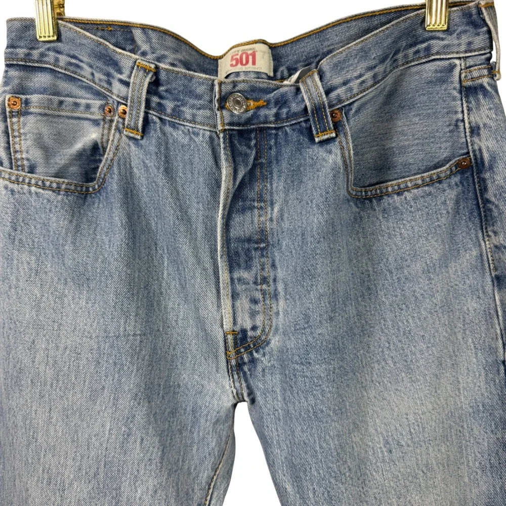Vtg Levis 501 Original Straight Leg Button Fly Light Wash Jeans 90s Mens 32x34